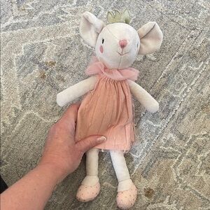Pink Princess Mouse Plush Doll with Crown - Soft Stuffed Animal